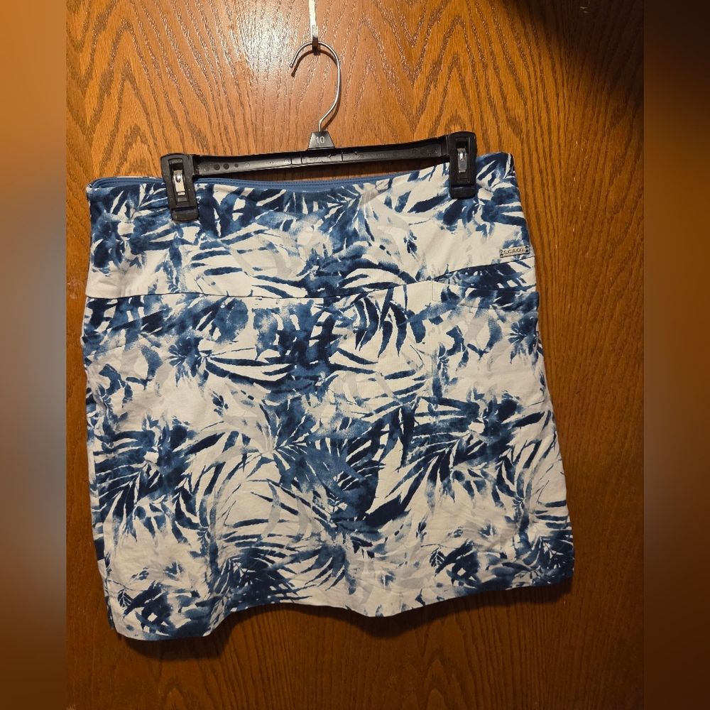 S. C. And Co Blue And White Leaf Print Skirt W/ Shorts, Pickelball, Golf Size L